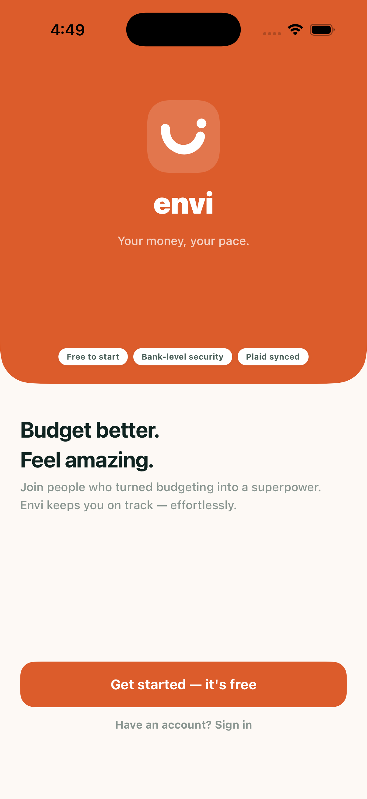 Envi welcome screen